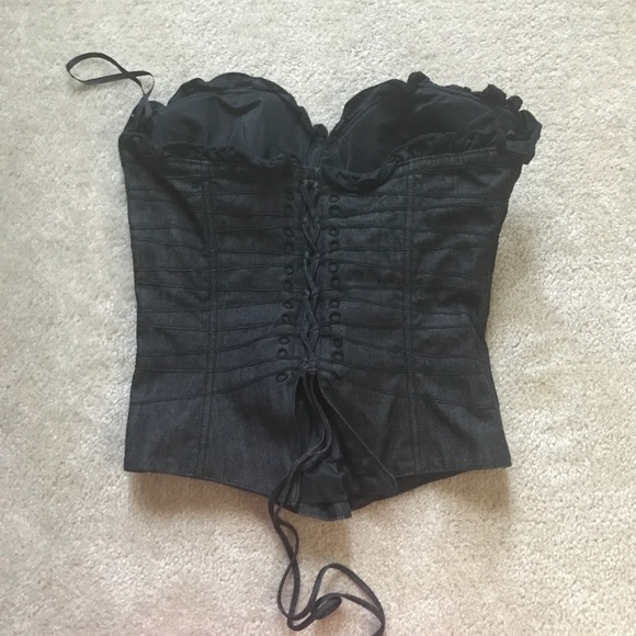 Black lace up bustier - Picture 2 of 2